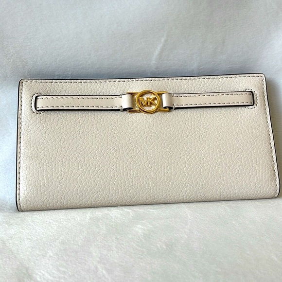 Michael Kors, Reed, Bifold Pebbled Leather Snap Wallet with Gold Accent, NEW - Picture 2 of 11